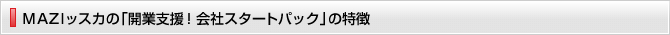 ＭＡＺＩッスカの「開業支援！会社スタートパック」の特徴
