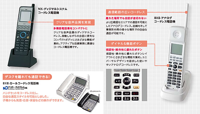 デスク以外の場所で快適に通話ができるコードレス電話機