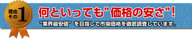 理由その１）「価格の安さ」業界最安値を目指して市場価格を徹底調査！割引プランで最大65,000円引き